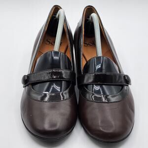 Sofft Mary Janes Womens 8.5 Leather Two-Tone Brown Heel Closed Toe Comfort Shoe